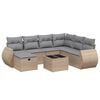 vidaXL 8-tlg. Garten-Sofagarnitur mit Kissen Beige Poly Rattan