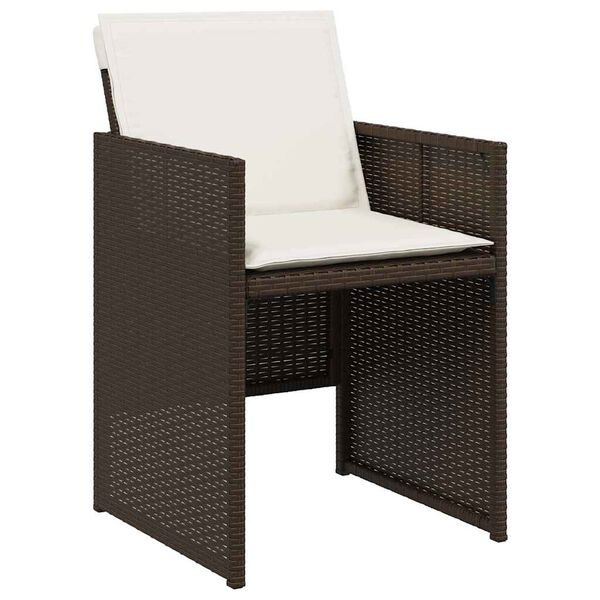 vidaXL 5-tlg. Garten-Essgruppe mit Kissen Braun Poly Rattan