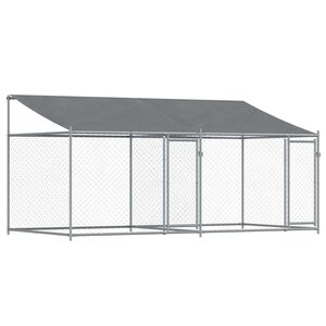 vidaXL Hundezwinger mit Dach und T&uuml;ren Grau 4x2x2 m Verzinkter Stahl