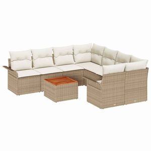 vidaXL Gartensofa-set 9 stk. 8-Sitzanzahl Beige und Creme Poly-Rattan
