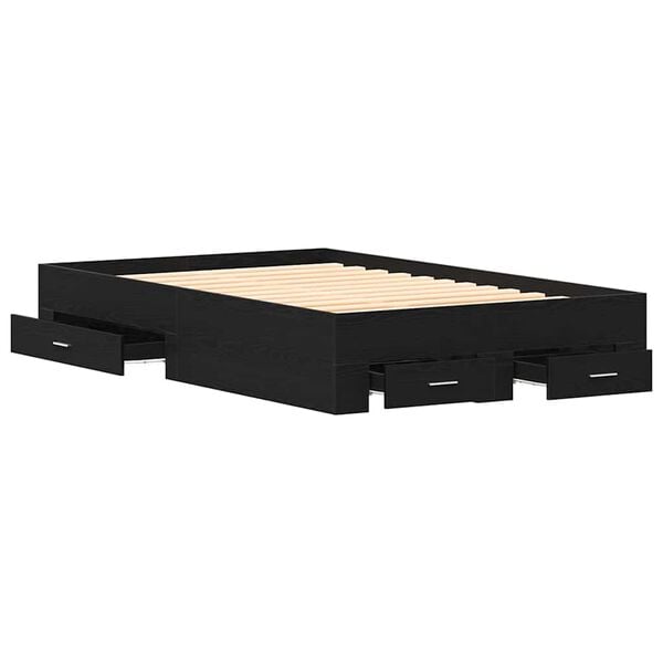 vidaXL Bettrahmen Schwarz Eichen-Optik 120 x 200 cm Holzwerkstoff