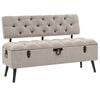 vidaXL Sitzbank mit Stauraum und R&uuml;ckenlehne 110cm Creme Stoff