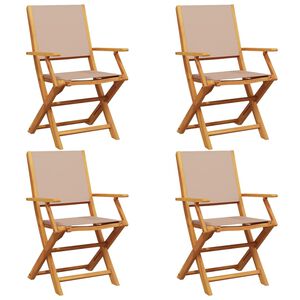vidaXL Klappst&uuml;hle, 4er-Set, taupefarbener Stoff und Massivholz