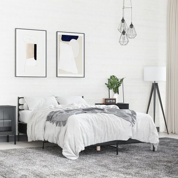 vidaXL Bettgestell Schwarz 120x190 cm Holzwerkstoff und Metall