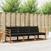 vidaXL Outdoor-Sofagarnitur mit Kissen 3 pcs Nat&uuml;rlich und Schwarz