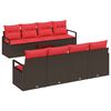 vidaXL Sofa Set mit Kissen 9 pcs Beige und Rot Poly-Rattan