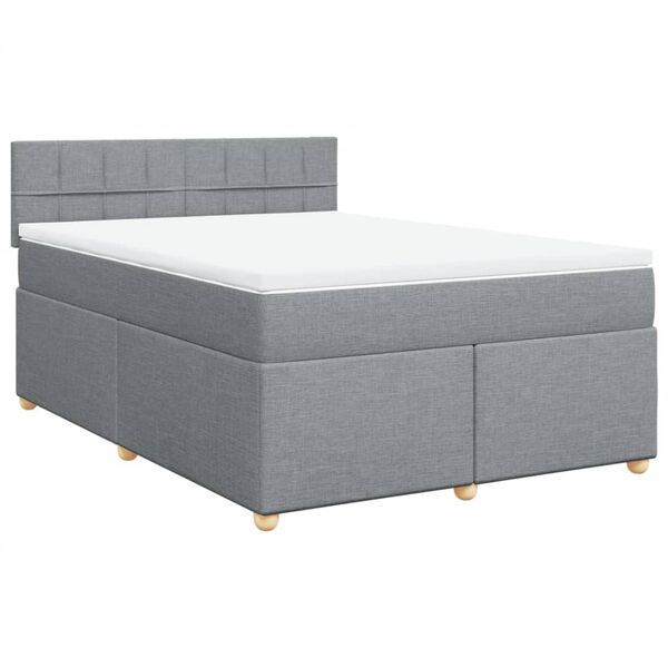 vidaXL Boxspringbett mit Matratze Hellgrau 140x200 cm Stoff