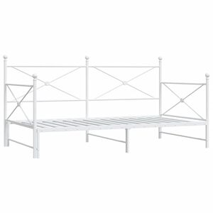 vidaXL Tagesbett Ausziehbar ohne Matratze Wei&szlig; 100x190 cm Stahl