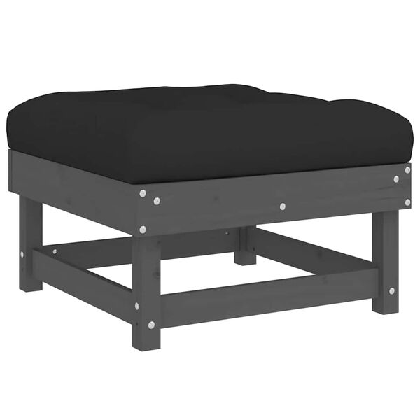 vidaXL Gartenhocker mit Kissen 2 Stk. Grau Massivholz Kiefer