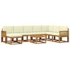 vidaXL Outdoor-Sofagarnitur 9 pcs Natur und Creme Massivholz Akazie