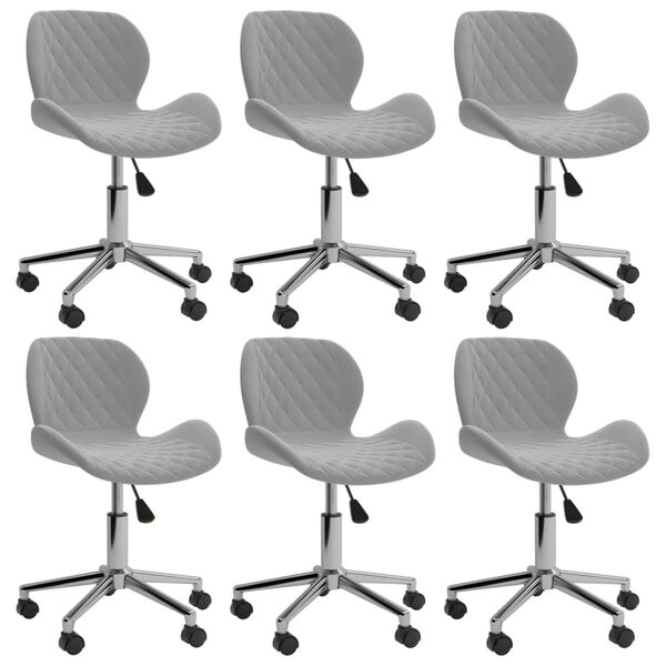vidaXL Esszimmerst&uuml;hle 6 Stk. Drehbar Hellgrau Samt