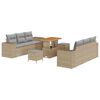 vidaXL Gartensofa-set mit Kissen 9 pcs Beige und Hellgrau Poly Rattan