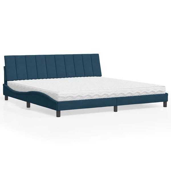 vidaXL Bett mit Matratze "Hanko" Blau 200x200 cm Samt