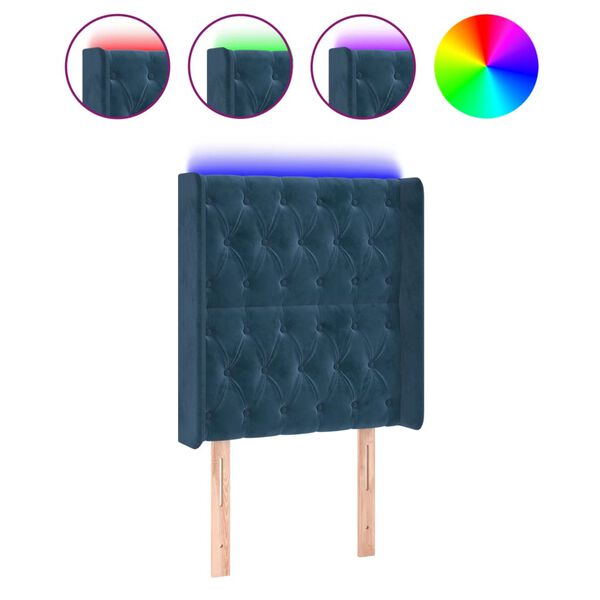 vidaXL LED Kopfteil Dunkelblau 83x16x118/128 cm Samt