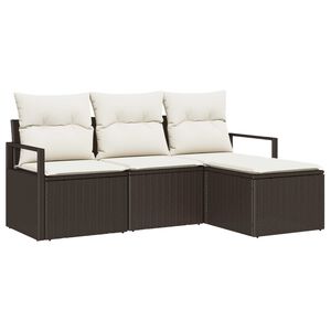 vidaXL Sofa Set mit Kissen 4 pcs Braun und Creme Poly-Rattan