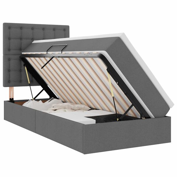 vidaXL Aufbewahrungsbett mit Matratze Dunkelgrau 90 x 200 cm Polyester