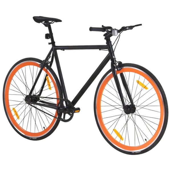 vidaXL Fahrrad mit Festem Gang Schwarz und Orange 700c 59 cm