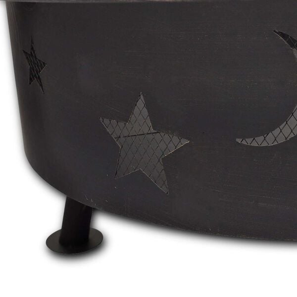 vidaXL Feuerskala Mond Schwarz 82 x 82 x 64 cm Stahl