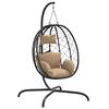vidaXL H&auml;ngesessel mit Kissen Taupe Poly Rattan & Stahl