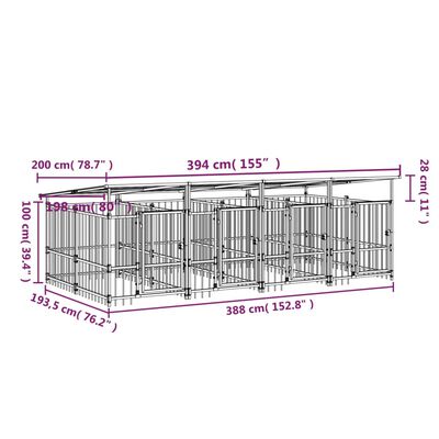 vidaXL Outdoor-Hundezwinger mit Dach Stahl 7,51 m²