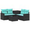 vidaXL Sofa Set 6 stk. Schwarz und Blau Polyrattan und Stahl