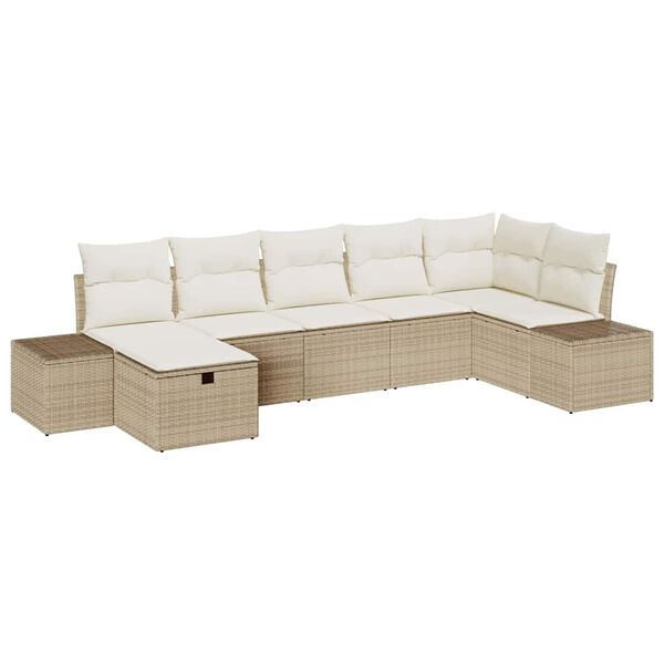 vidaXL Sofa Set mit Kissen 7 pcs Poly-Rattan