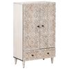 vidaXL Hochschrank mit Regal Wei&szlig; 60 x 33,5 x 100 cm Massivholz Mango