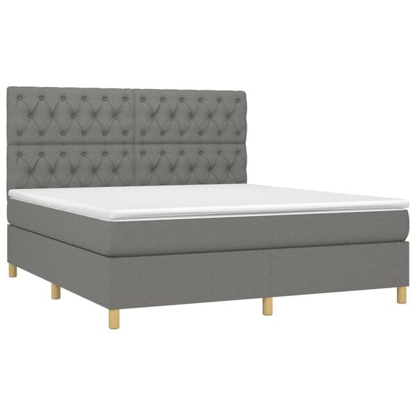 vidaXL Boxspringbett mit Matratze Dunkelgrau 160x200 cm Stoff