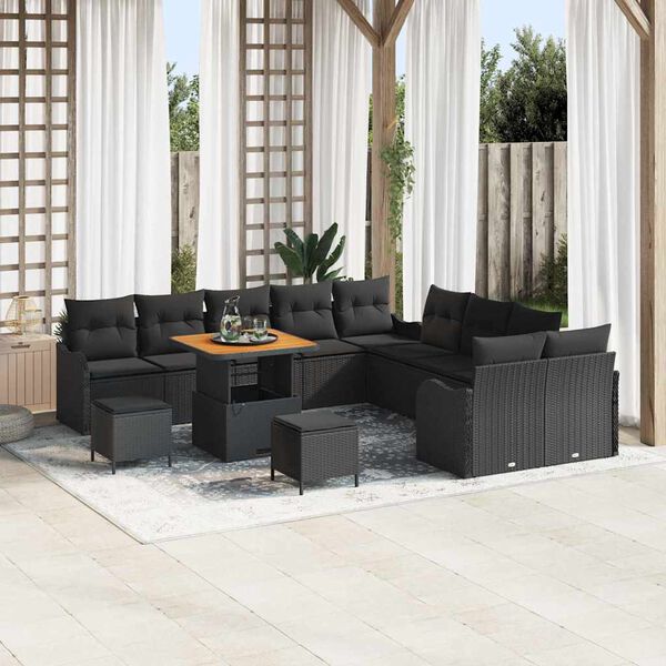vidaXL Garten-Sofa-Set 13 pcs Schwarz Poly-Rattan