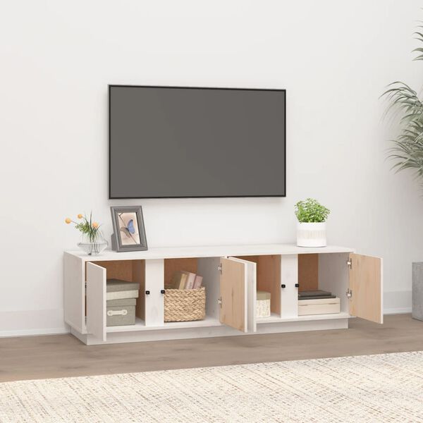 vidaXL TV-Schrank Wei&szlig; 140x40x40 cm Massivholz Kiefer