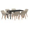 vidaXL Garten Essgruppe mit Kissen 7 pcs Hellgrau Poly-Rattan