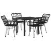 vidaXL Garten Essgruppe 5 pcs Schwarz Pulverbeschichteter Stahl
