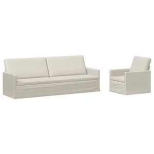 vidaXL Sofa-Set 2 pcs Creme Samt (V)