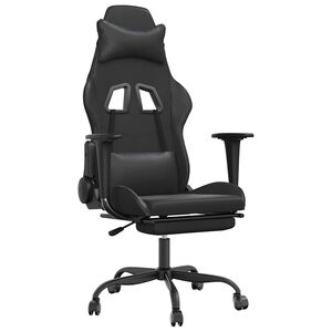 vidaXL Gaming-Stuhl mit Massage & Fu&szlig;st&uuml;tze Schwarz Kunstleder