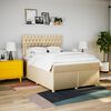 vidaXL Boxspringbett mit Matratze Creme 160x200 cm Stoff