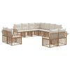 vidaXL Outdoor-Sofagarnitur 11 pcs Nat&uuml;rlich und Cremwei&szlig; Polyester