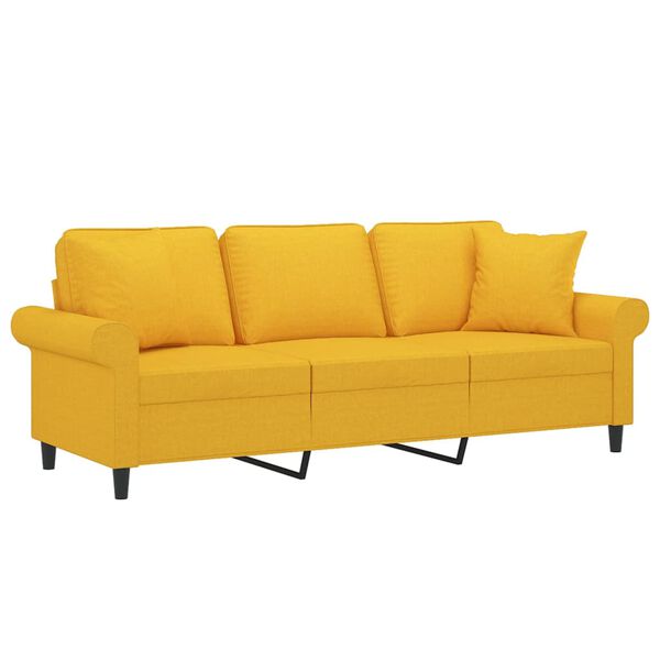 vidaXL 3-Sitzer-Sofa mit Kissen Hellgelb 180 cm Stoff