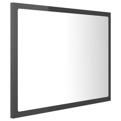 vidaXL LED-Badspiegel Hochglanz-Grau 60x8,5x37 cm Acryl