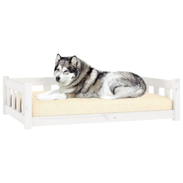 vidaXL Hundebett Weiß 105,5x75,5x28 cm Massivholz Kiefer