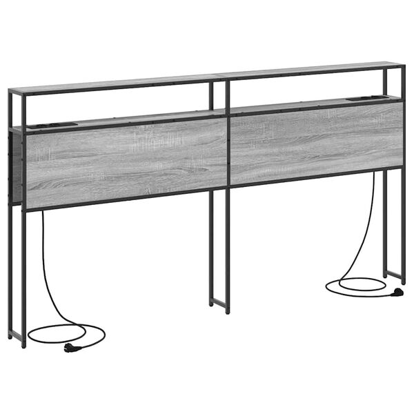 vidaXL Stauraum-Kopfteil mit Regal Grau Sonoma 200 cm Holzwerkstoff