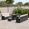 vidaXL Gartensofa-set mit Kissen 10 pcs Schwarz Poly-Rattan