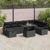 vidaXL Garten-Sofa-Set mit Kissen 9 pcs Schwarz Poly Rattan