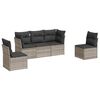 vidaXL 5-tlg. Garten-Sofagarnitur mit Kissen Hellgrau Poly Rattan