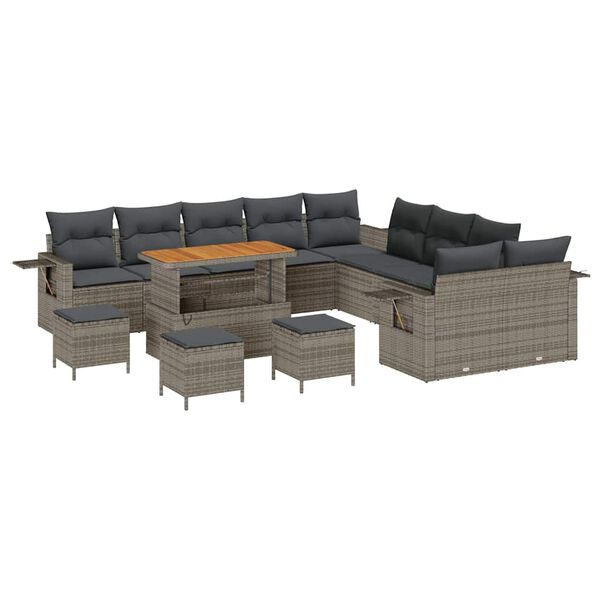 vidaXL Gartensofa-set 14 pcs Grau Poly-Rattan