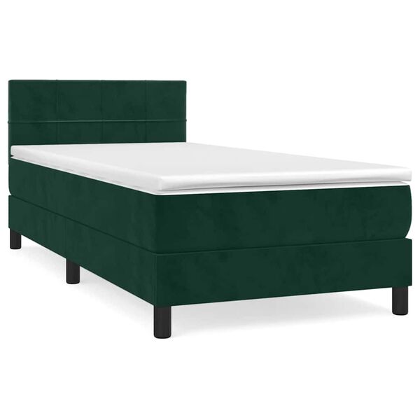 vidaXL Boxspringbett mit Matratze Dunkelgr&uuml;n 90x190 cm Samt