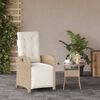 vidaXL Gartensessel mit Fu&szlig;teil Verstellbar Beige Poly Rattan
