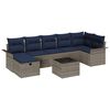 vidaXL Garten-Sofa-Set mit Kissen mit Speicher 8 pcs Grau Poly Rattan