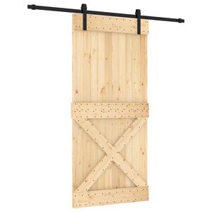 vidaXL Schiebet&uuml;r Nat&uuml;rlich und Schwarz 95 x 210 cm Massivkiefer