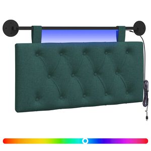 vidaXL H&auml;ngendes Kopfteil Mit LED Licht Dunkelgr&uuml;n Stoff