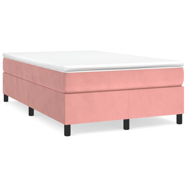 vidaXL Boxspringbett mit Matratze Rosa 120x190 cm Samt
